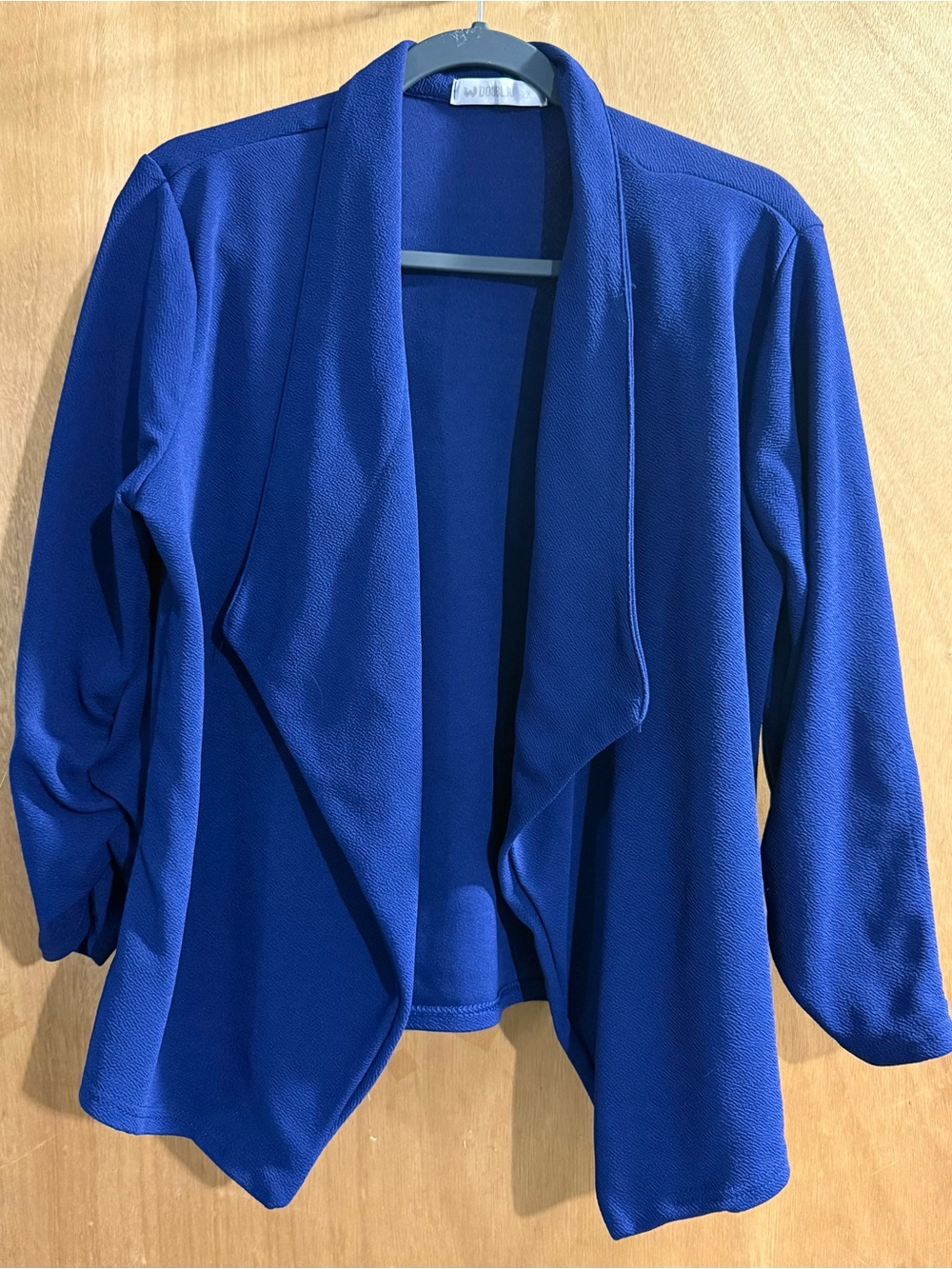 Doublju Cobalt Blue Open-Front Draped Blazer